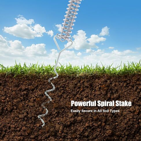 11 قطعة من مجموعة مظلات RV عالية التحمل، ملحقات مرساة مظلات التخييم، بما في ذلك مسمار حلزوني 40 سم، وزنبركات فولاذية وحزام بطول 13 قدم، لمظلة مقطورة التخييم in Kuwait