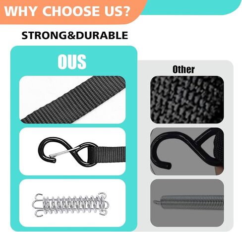 11 قطعة من مجموعة مظلات RV عالية التحمل، ملحقات مرساة مظلات التخييم، بما في ذلك مسمار حلزوني 40 سم، وزنبركات فولاذية وحزام بطول 13 قدم، لمظلة مقطورة التخييم in Kuwait