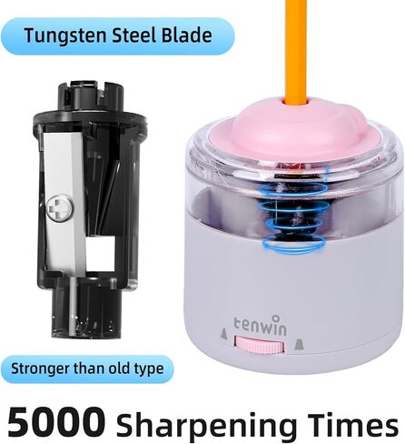 Electric Pencil Sharpener, Portable Battery Powered Pencil Sharpeners, Small Pencil Sharpener Kids, Tungsten Steel Blade for Fast Sharpen, Fit to 6-8mm No.2/Colored Pencils, School/Office/Home in Kuwait