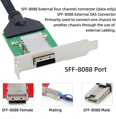 NFHK خارجي صغير SAS SFF-8088 ذكر إلى SFF-8088 أنثى تمديد كابل PCBA مع قوس منخفض in Saudi Arabia