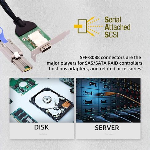 NFHK خارجي صغير SAS SFF-8088 ذكر إلى SFF-8088 أنثى تمديد كابل PCBA مع قوس منخفض in Saudi Arabia