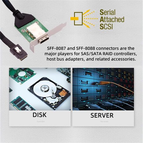 NFHK داخلي صغير SAS SFF-8087 ذكر إلى خارجي SFF-8088 أنثى تمديد كابل PCBA مع قوس منخفض in Saudi Arabia