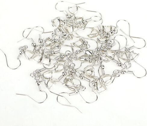50Pcs Stainless Steel Earring Hooks French Earring Hooks Wire Ear Ball Hooks with Pendant Clasp for Jewelry Earring Making Crafts DIY(Silver) in Saudi Arabia
