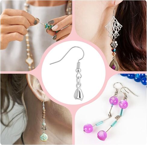 50Pcs Stainless Steel Earring Hooks French Earring Hooks Wire Ear Ball Hooks with Pendant Clasp for Jewelry Earring Making Crafts DIY(Silver) in Saudi Arabia