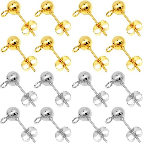 700Pcs Ball Post Earring Studs Set for Jewelry Making,300Pcs Earring Studs Ball Ear Pin Ball Post Earrings with Loop with 400Pcs Butterfly Earring Back Replacements for DIY Jewelry Making Findings in Saudi Arabia