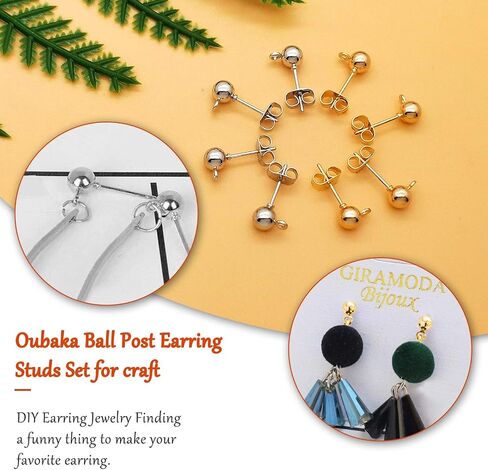 700Pcs Ball Post Earring Studs Set for Jewelry Making,300Pcs Earring Studs Ball Ear Pin Ball Post Earrings with Loop with 400Pcs Butterfly Earring Back Replacements for DIY Jewelry Making Findings in Saudi Arabia