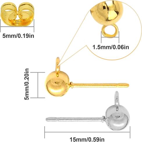 700Pcs Ball Post Earring Studs Set for Jewelry Making,300Pcs Earring Studs Ball Ear Pin Ball Post Earrings with Loop with 400Pcs Butterfly Earring Back Replacements for DIY Jewelry Making Findings in Saudi Arabia