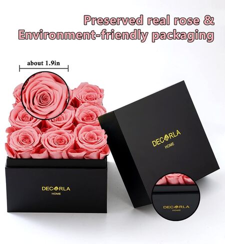 Valentines Day Decor Gifts Handmade Preserved Rose Box, Long Lasting Eternal Life Real Roses, Perfect for Mothers Day Anniversary Birthday(9 Roses, Peach Pink) in Saudi Arabia