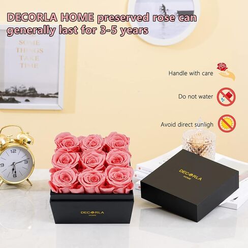 Valentines Day Decor Gifts Handmade Preserved Rose Box, Long Lasting Eternal Life Real Roses, Perfect for Mothers Day Anniversary Birthday(9 Roses, Peach Pink) in Saudi Arabia