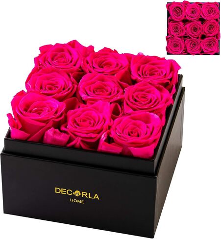 Valentines Day Decor Gifts Handmade Preserved Rose Box, Long Lasting Eternal Life Real Roses, Perfect for Mothers Day Anniversary Birthday(9 Roses, Peach Pink) in Saudi Arabia