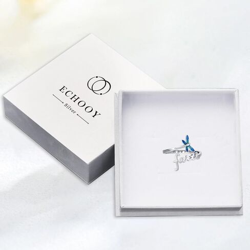 خاتم الإيمان للنساء فراشة / اليعسوب الإيمان خواتم الفضة الإسترليني قابل للتعديل الصليب التفاف الدائري المسيحي هدايا مجوهرات ملهمة للنساء الفتيات ابنة in Kuwait