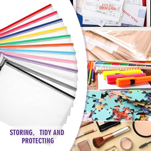 Sherr 120 Pcs A4 Mesh Zipper Pouch Bulk 13 x 9.45 Inch Waterproof Mesh Bags PVC Document Pouch Multipurpose Document Bags for School Office in Saudi Arabia