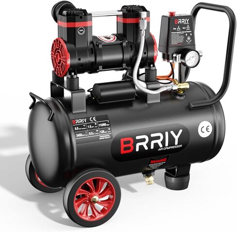 8 Gallon Ultra Quiet Air Compressor, 1.5HP 4.52 CFM@115PSI Oil-Free Air Compressor Tank, 110V, Max 115PSI Pressure, 79dB Air Compressor for Car Repair, Spray Painting, Woodwork Nailing in Saudi Arabia