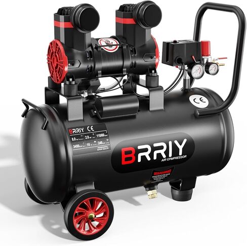 8 Gallon Ultra Quiet Air Compressor, 1.5HP 4.52 CFM@115PSI Oil-Free Air Compressor Tank, 110V, Max 115PSI Pressure, 79dB Air Compressor for Car Repair, Spray Painting, Woodwork Nailing in Saudi Arabia