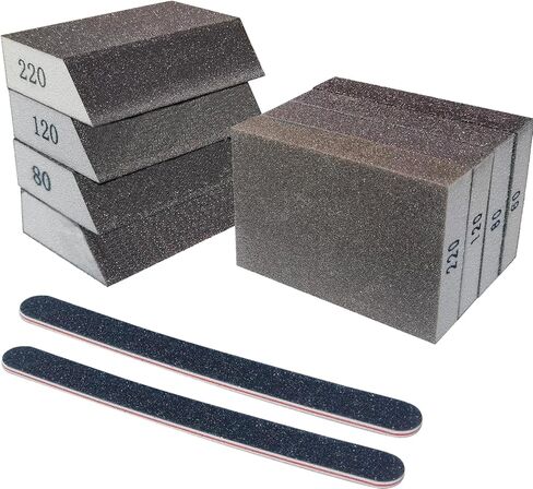 8 Pack Hand Sanding Sponge +Angle Sanding Sponge Block- 60 80 120 220 Coarse Medium Fine Grit + 2 PCS Polishing Sticks Sanding Sticks Sanding Block for Wood-Working Drywall Metal Polishing in Saudi Arabia