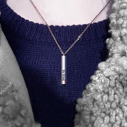 LIU JUN Be Kind Of A B Necklaces For Women, To Best Friends Sorority Sisters Inspirational Square Tubes Pendant With Hidden Message Stainless Steel Band Friendship Gift Jewelry in Saudi Arabia