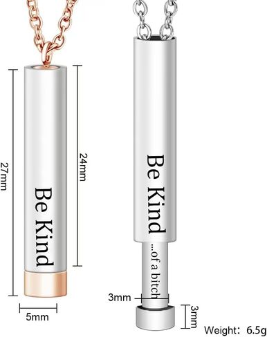LIU JUN Be Kind Of A B Necklaces For Women, To Best Friends Sorority Sisters Inspirational Square Tubes Pendant With Hidden Message Stainless Steel Band Friendship Gift Jewelry in Saudi Arabia