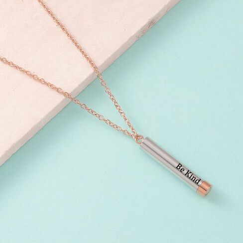 LIU JUN Be Kind Of A B Necklaces For Women, To Best Friends Sorority Sisters Inspirational Square Tubes Pendant With Hidden Message Stainless Steel Band Friendship Gift Jewelry in Saudi Arabia