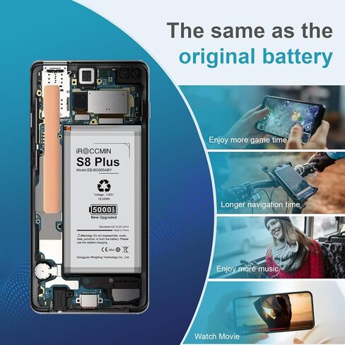 بطارية Galaxy S8 Plus، بطارية بديلة عالية السعة 5000 مللي أمبير في الساعة لهاتف Samsung Galaxy S8 Plus SM-G955 G955V G955A G955T G955P G955R4 G955F مع أدوات إصلاح، EB-BG955ABE in Kuwait
