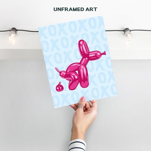 Funny Blue Bathroom Wall Art - Yellowbird Art & Design Bathroom Decor - Balloon Dog Minimalist Modern art Pop art Poster - Cute Aesthetic Room Decor - Preppy Room Decor - Pink VSCO Dorm Room Decor in Saudi Arabia