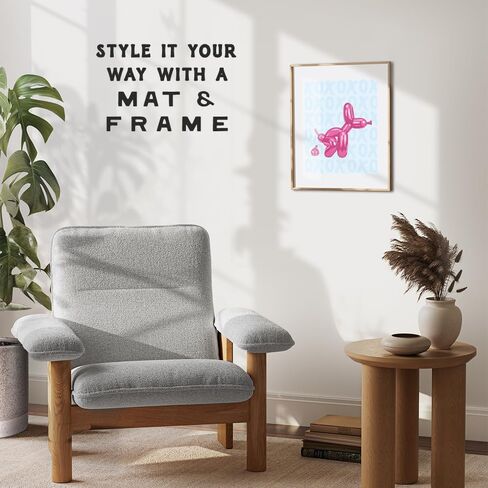 Funny Blue Bathroom Wall Art - Yellowbird Art & Design Bathroom Decor - Balloon Dog Minimalist Modern art Pop art Poster - Cute Aesthetic Room Decor - Preppy Room Decor - Pink VSCO Dorm Room Decor in Saudi Arabia