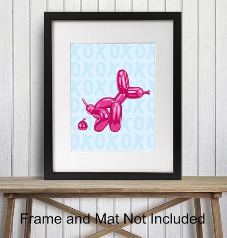 Funny Blue Bathroom Wall Art - Yellowbird Art & Design Bathroom Decor - Balloon Dog Minimalist Modern art Pop art Poster - Cute Aesthetic Room Decor - Preppy Room Decor - Pink VSCO Dorm Room Decor in Saudi Arabia