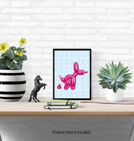 Funny Blue Bathroom Wall Art - Yellowbird Art & Design Bathroom Decor - Balloon Dog Minimalist Modern art Pop art Poster - Cute Aesthetic Room Decor - Preppy Room Decor - Pink VSCO Dorm Room Decor in Saudi Arabia