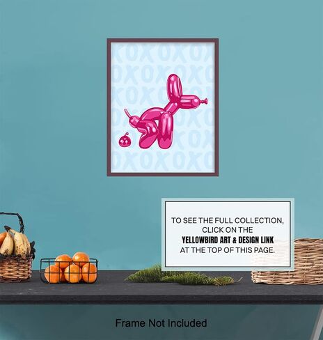 Funny Blue Bathroom Wall Art - Yellowbird Art & Design Bathroom Decor - Balloon Dog Minimalist Modern art Pop art Poster - Cute Aesthetic Room Decor - Preppy Room Decor - Pink VSCO Dorm Room Decor in Saudi Arabia