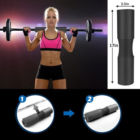 Barbell Pad, 17 * 3.5 in Foam Sponge Squat Bar Cushion Pad Hip Thrust Pad Neck Shoulder Protective Pad for Squats, Lunges, Hip Thrusts, Weight Lifting, fit Standard and Olympic Bars. in Saudi Arabia