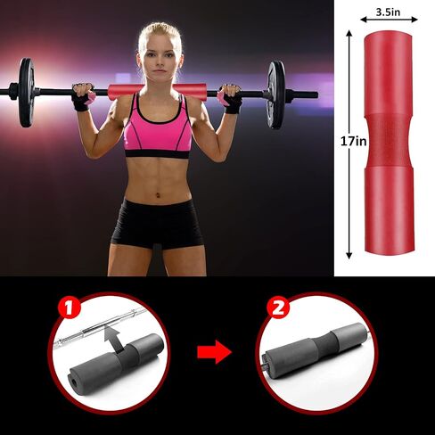 Barbell Pad, 17 * 3.5 in Foam Sponge Squat Bar Cushion Pad Hip Thrust Pad Neck Shoulder Protective Pad for Squats, Lunges, Hip Thrusts, Weight Lifting, fit Standard and Olympic Bars. in Saudi Arabia