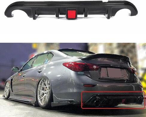Rear Bumper Lip Spoiler Diffuser Splitter For Infiniti Q50 2014-2017 with Light Carbon Fiber Pattern in Saudi Arabia