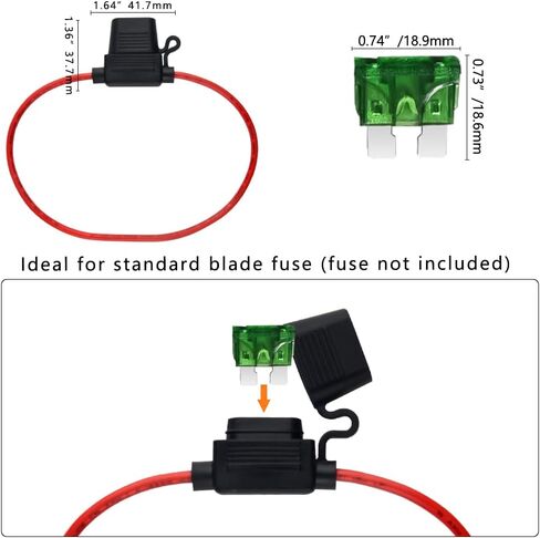 WMYCONGCONG 20 PCS 14 AWG Standard Regular Inline Blade Fuse Holder with Waterproof Cover for ATC/ATO Car Boat Truck Auto Use (Standard Size) in Saudi Arabia