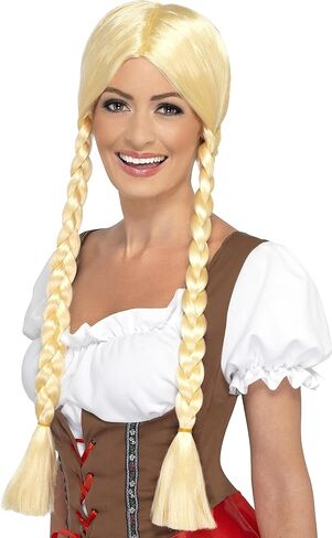 Smiffys Women's Long Blonde Wig with Braids/Pigtail Braid, Bavarian Beauty Wig in Saudi Arabia
