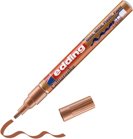 edding 753 Gloss Paint Marker Calligraphy - Copper - 1 Paint Marker - Calligraphy Nib 1-2.5 mm - for Glass, Stone, Plastic, Paper - Waterproof, Highly Opaque - Bullet journals, Hand Lettering in Saudi Arabia