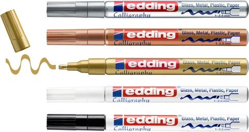 edding 753 Gloss Paint Marker Calligraphy - Copper - 1 Paint Marker - Calligraphy Nib 1-2.5 mm - for Glass, Stone, Plastic, Paper - Waterproof, Highly Opaque - Bullet journals, Hand Lettering in Saudi Arabia