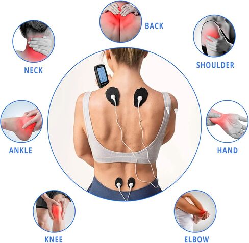 وحدة تحفيز العضلات من هيكستور - جهاز عشرات مع 4 قنوات و24 وضعًا - وحدات EMS لتخفيف الألم مع 8 قطع من وسادات استبدال الأقطاب الكهربائية - جهاز عشرات مع جميع الملحقات وحقيبة سفر in Saudi Arabia