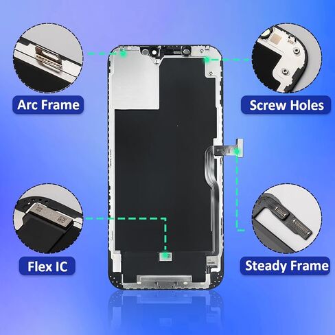 مجموعة استبدال الشاشة Brinonac لهاتف iPhone 12 Pro Max، شاشة LCD Retina عالية الدقة مقاس 6.7 بوصة، مجموعة محول رقمي لشاشة اللمس COF مع أدوات إصلاح، لاصق مقاوم للماء، زجاج مقسى in Kuwait