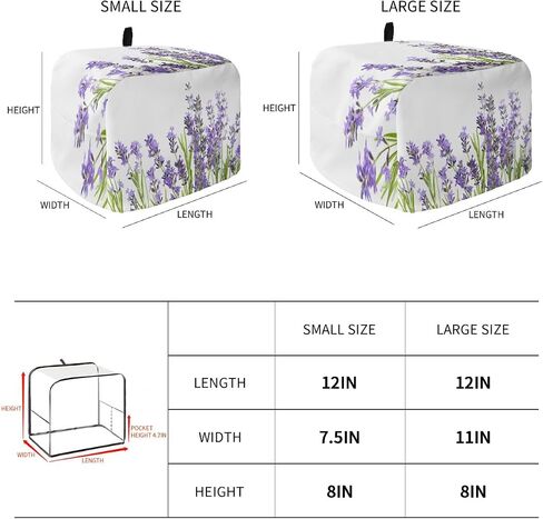 Toaster Cover 2 Slice, Lavender Flower Pattern Purple Bread Maker Cover Toaster Dust Cover with Pockets, Dust-Proof Cover for Kitchen Small Appliance 12x7.5x8in in Saudi Arabia