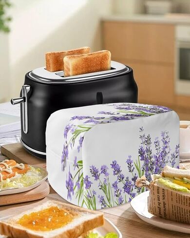 Toaster Cover 2 Slice, Lavender Flower Pattern Purple Bread Maker Cover Toaster Dust Cover with Pockets, Dust-Proof Cover for Kitchen Small Appliance 12x7.5x8in in Saudi Arabia