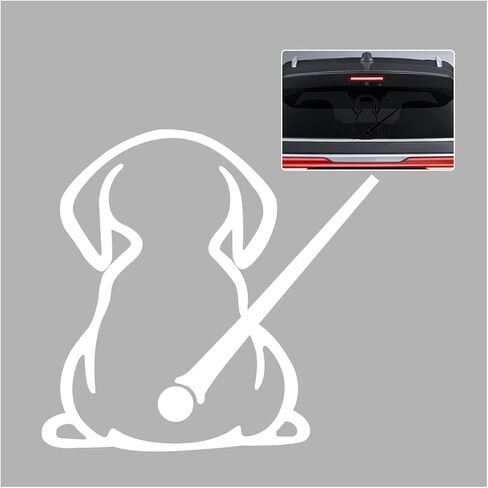 2PCS Car Dog Rear Wipers Windshield Window Decals, Funny Cartoon Puppy Dog Moving Tail Stickers, Auto Docoration Waterproof Cute Animal Dog Waving Tail Wiper Sticker for SUV Truck Van (White) in Saudi Arabia