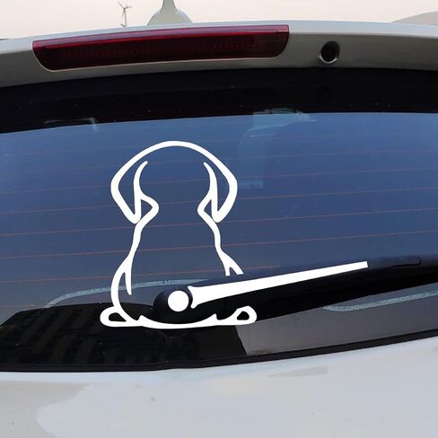 2PCS Car Dog Rear Wipers Windshield Window Decals, Funny Cartoon Puppy Dog Moving Tail Stickers, Auto Docoration Waterproof Cute Animal Dog Waving Tail Wiper Sticker for SUV Truck Van (White) in Saudi Arabia