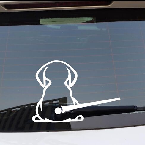 2PCS Car Dog Rear Wipers Windshield Window Decals, Funny Cartoon Puppy Dog Moving Tail Stickers, Auto Docoration Waterproof Cute Animal Dog Waving Tail Wiper Sticker for SUV Truck Van (White) in Saudi Arabia