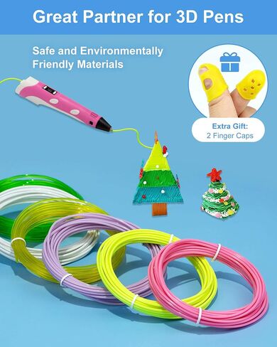 3D Pen PLA Filament Refills, 20 Colors 1.75mm Premium Printing Filament for 3D Printer and 3D Pen, Each Color 16 Feet, Total 320 feet, with 2 Finger Caps by RIEOS in Saudi Arabia