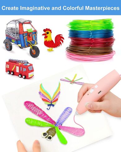 3D Pen PLA Filament Refills, 20 Colors 1.75mm Premium Printing Filament for 3D Printer and 3D Pen, Each Color 16 Feet, Total 320 feet, with 2 Finger Caps by RIEOS in Saudi Arabia