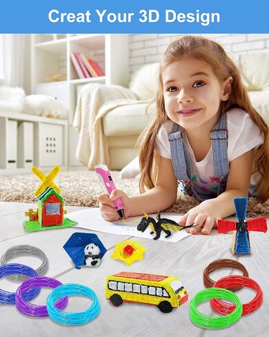 3D Pen PLA Filament Refills, 20 Colors 1.75mm Premium Printing Filament for 3D Printer and 3D Pen, Each Color 16 Feet, Total 320 feet, with 2 Finger Caps by RIEOS in Saudi Arabia