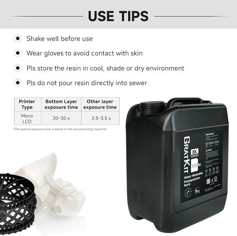 Water Washable 3D Printer Resin, UV-Curing 405nm Photopolymer Resin, Upgraded Formula 3D Printing Resin with Low Odor and Super Easy to Clean -5000g,White in Saudi Arabia