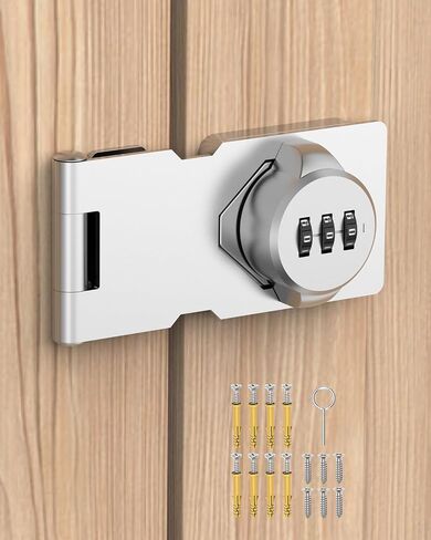 3.5Inch Mechanical Password Rotary Hasp Latch Locks, 3-Digit Cabinet Combination Lock for Small Doors, Cabinets, Barn Door, Closet, Kitchen Drawers, Cupboard (Black -1pc) in Saudi Arabia