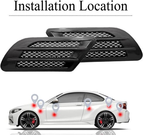1 Pair Auto SUV Universal Car Side Mesh, Universal Car Side Mesh, Vent Air Flow Fender Decoration Sticker, Car Side Mesh Vent Decoration Fit for All Cars (Carbon Fiber) in Kuwait