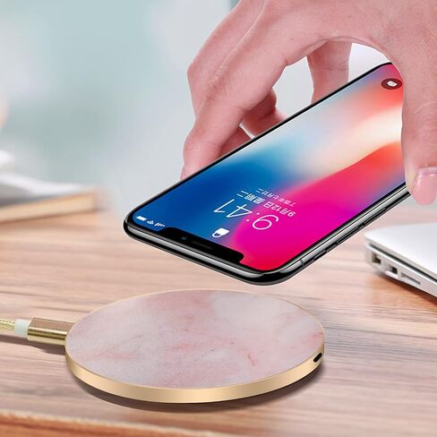 Marble Wireless Fast Charging Pad Qi Wireless Charging Base Marble Wireless Charger for iPhone 15 Pro Max/15 Pro/14 Pro Max/13 Pro Max/Galaxy Z Flip 5/Z Fold 5/S24 Ultra/S23 Ultra More Qi Devices in Saudi Arabia