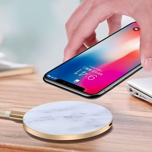 Marble Wireless Fast Charging Pad Qi Wireless Charging Base Marble Wireless Charger for iPhone 15 Pro Max/15 Pro/14 Pro Max/13 Pro Max/Galaxy Z Flip 5/Z Fold 5/S24 Ultra/S23 Ultra More Qi Devices in Saudi Arabia